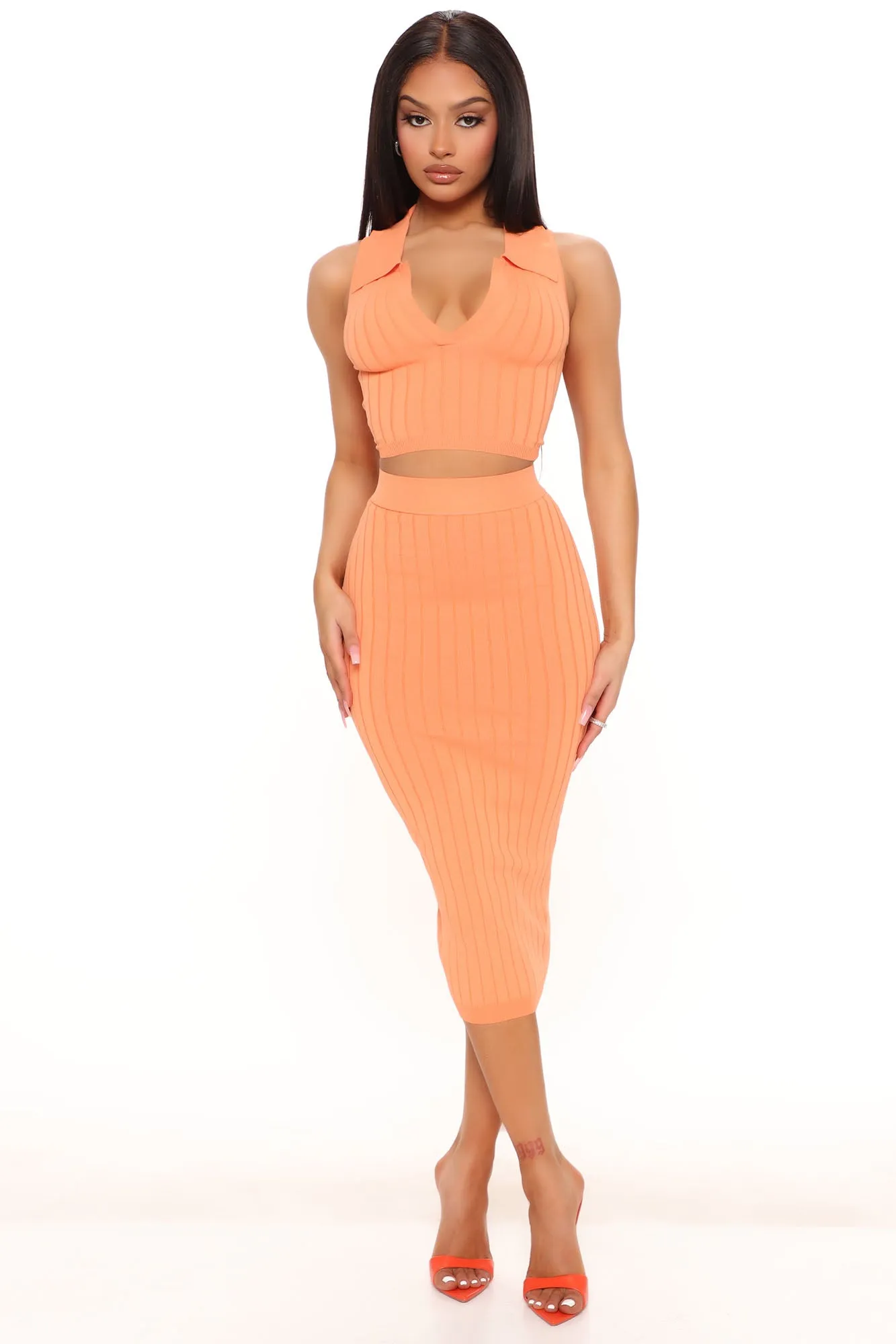 Addison Sweater Skirt Set - Orange