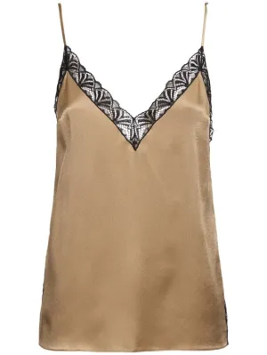 Alberta Ferretti   Satin &amp; lace camisole top 