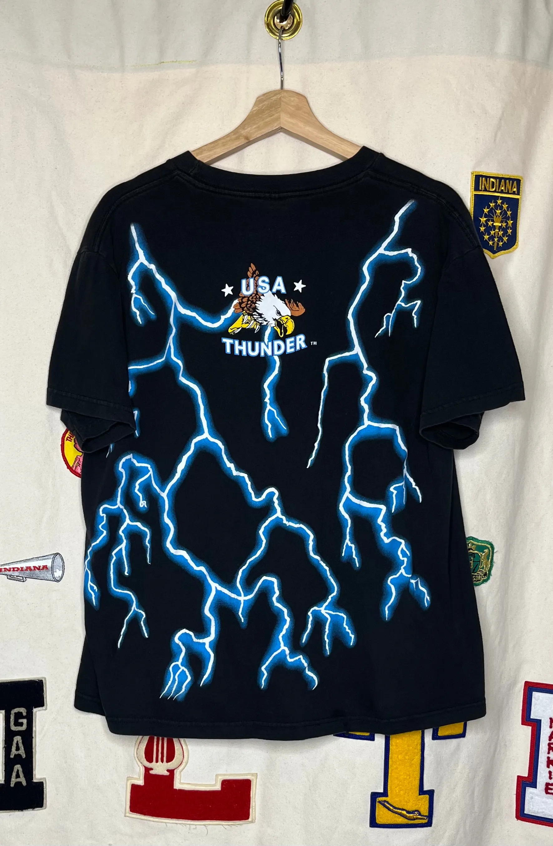 American Thunder Wild Spirit Skeleton Lightning T-Shirt: L/XL