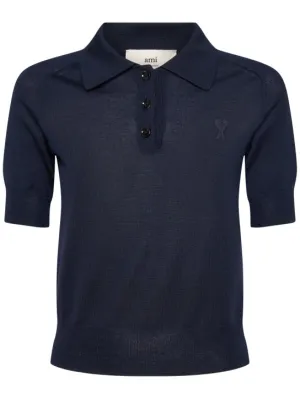 AMI Paris   Short sleeve wool polo top 