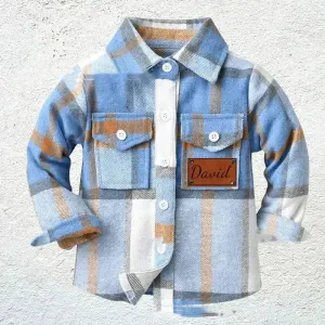 Baby Boy Cashmere Flannel Checkered button Shirt jacket kids