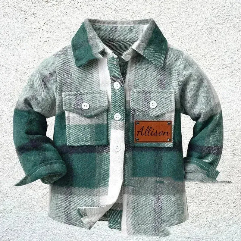 Baby Boy Cashmere Flannel Checkered button Shirt jacket kids