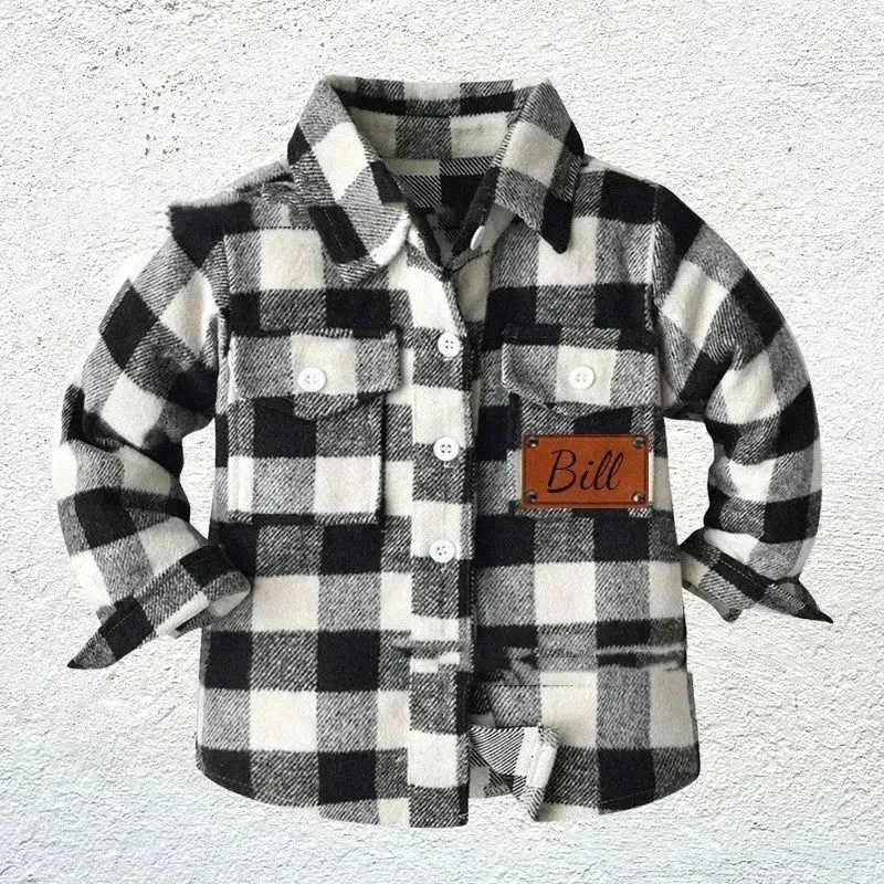 Baby Boy Cashmere Flannel Checkered button Shirt jacket kids