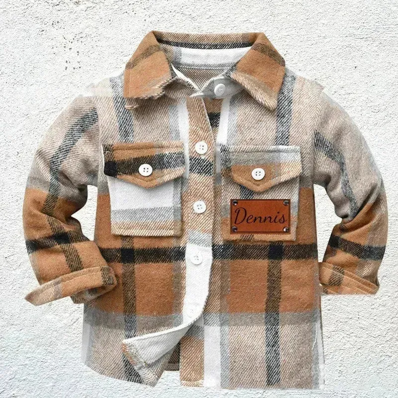 Baby Boy Cashmere Flannel Checkered button Shirt jacket kids