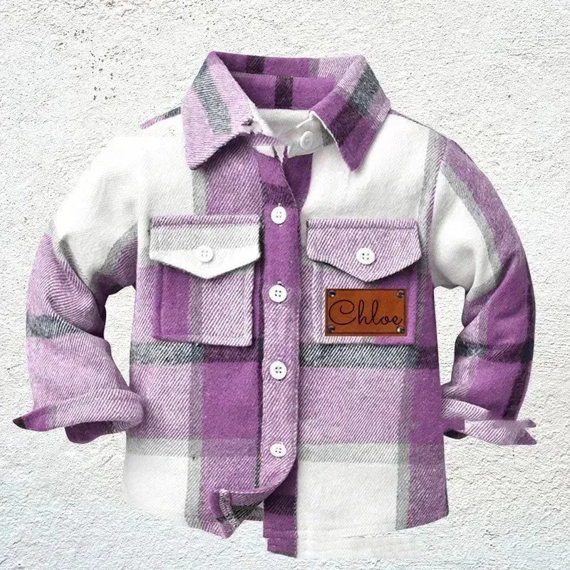 Baby Boy Cashmere Flannel Checkered button Shirt jacket kids