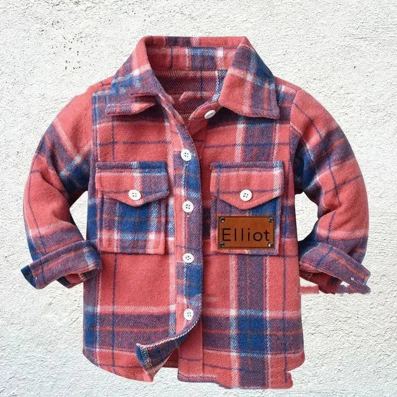 Baby Boy Cashmere Flannel Checkered button Shirt jacket kids