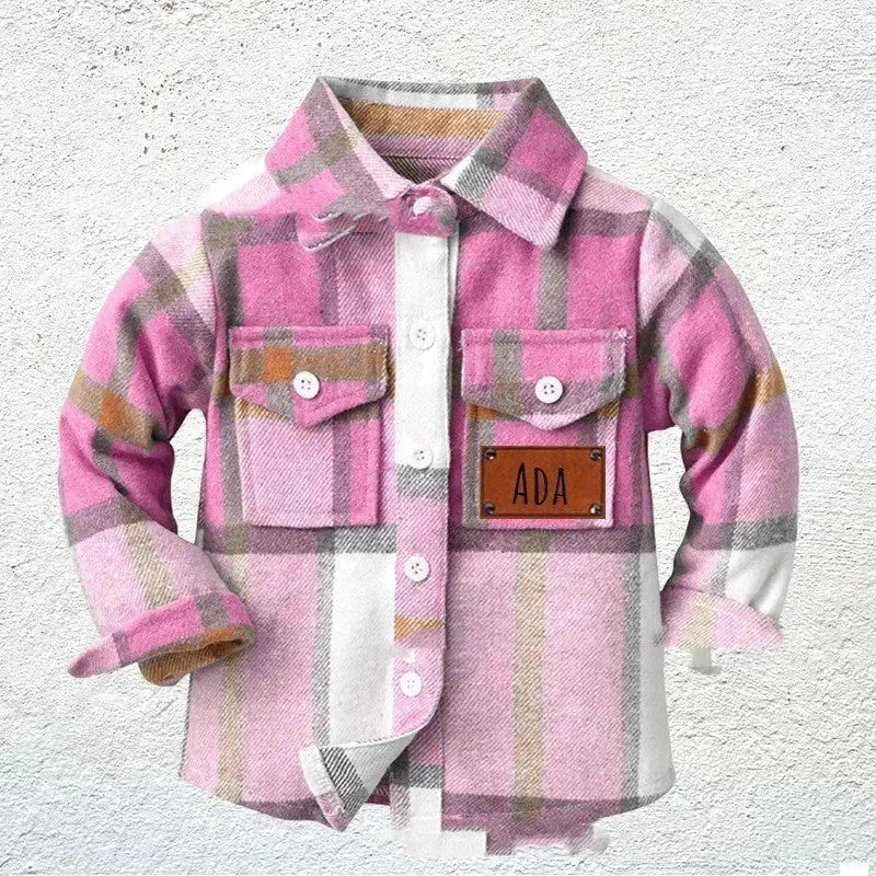 Baby Boy Cashmere Flannel Checkered button Shirt jacket kids