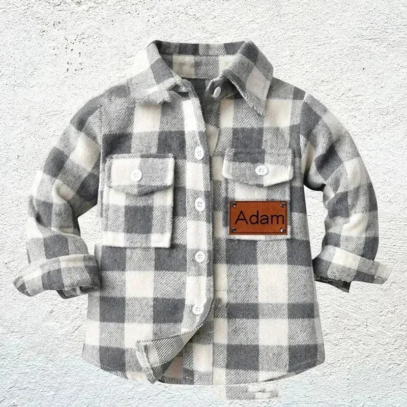 Baby Boy Cashmere Flannel Checkered button Shirt jacket kids