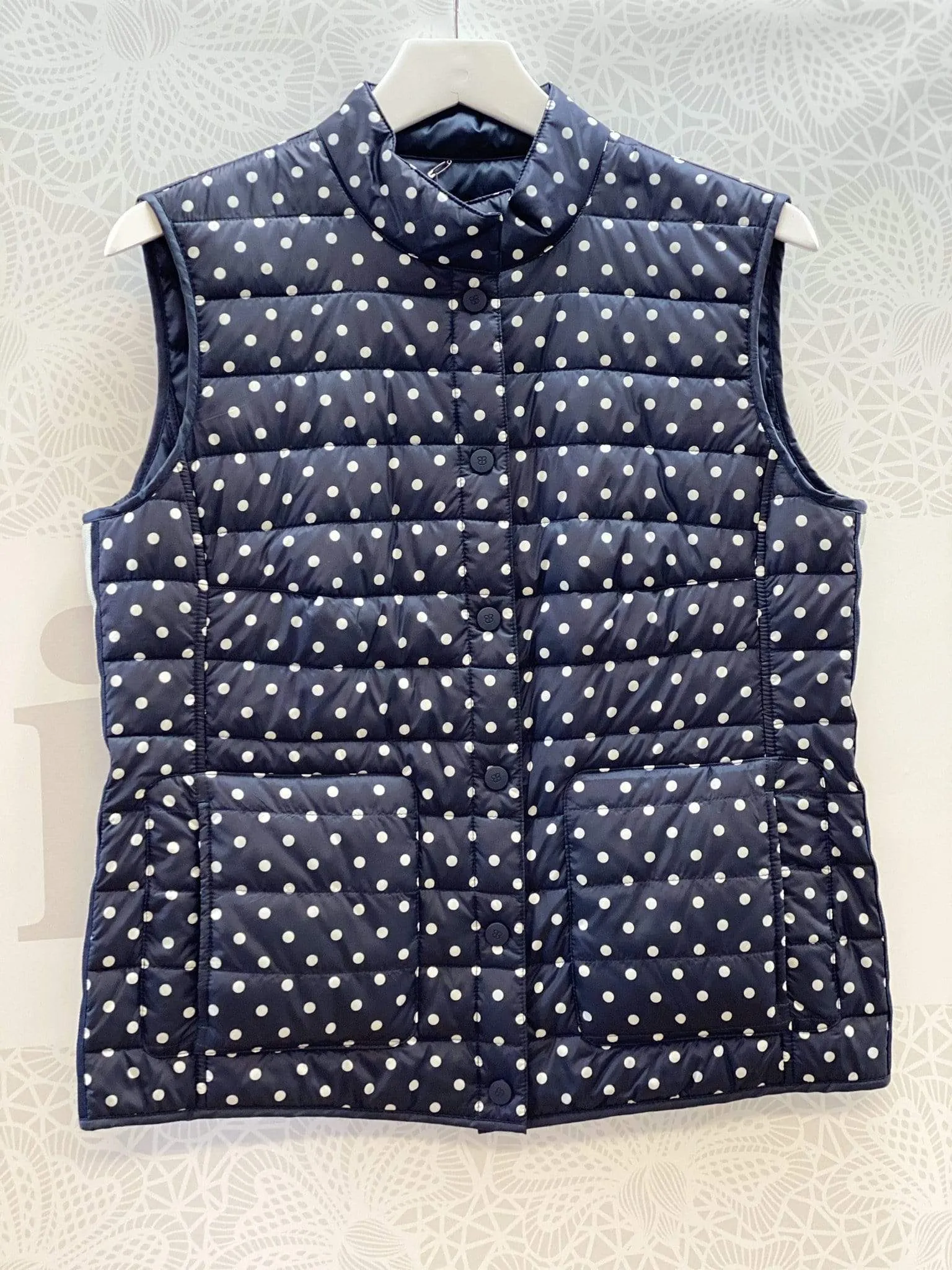 Basler Navy And White Spotty Quilted Gilet 2208110301 12028 2800