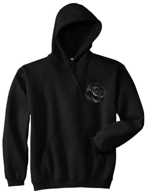 Black Noir Rose Flower Chest Logo Boys Kids Pullover Hoodie Hoody