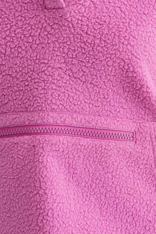 Bohemian Pocket Detail Boxy Fleece Pullover Sweater