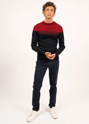 Bretagne sailor jumper - slim fit, in pure new wool (MARINE/PERSAN)