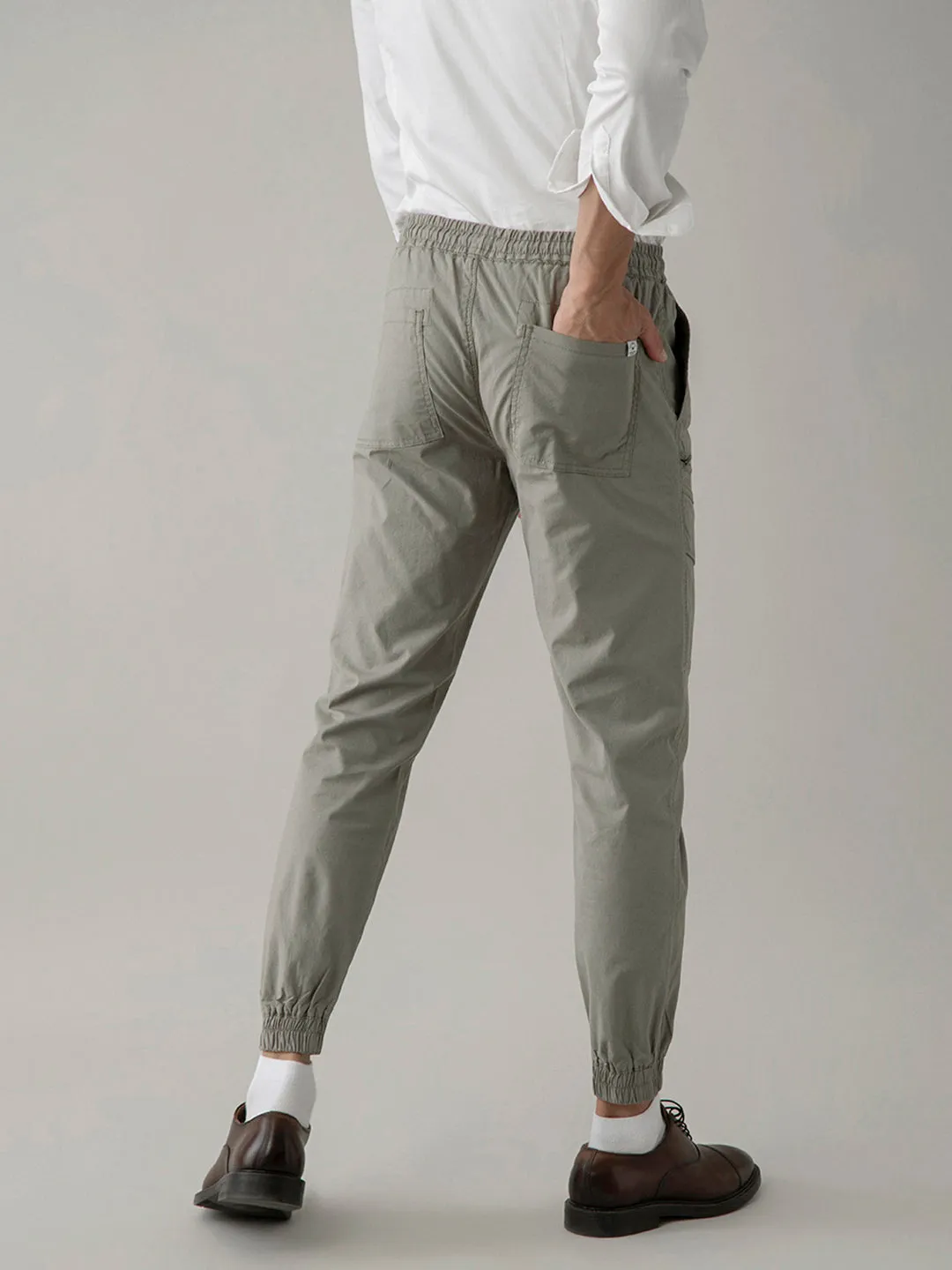 Brown Cotton Lycra Pant