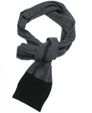 Cable Knit Wool & Cashmere Scarf in Grey