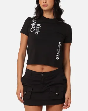 Calvin Klein Women's Multi Placement Logo Baby T-Shirt Black