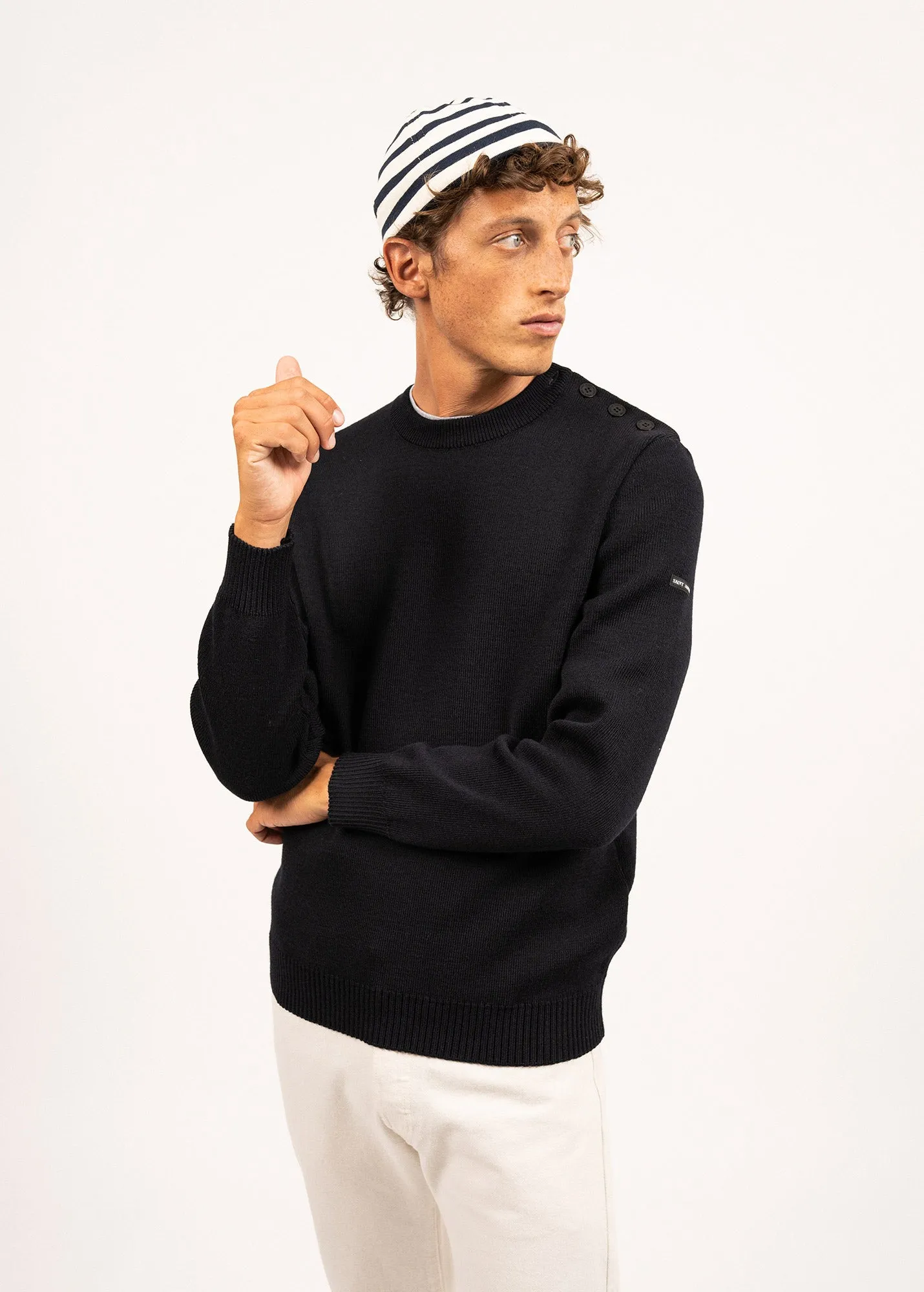 Cancale sailor jumper - regular fit, in pure new wool (NAVY)