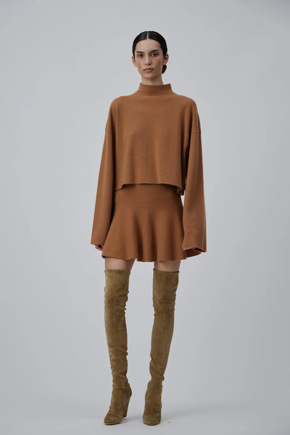 CASHMERE CROP SWEATER IN MACCHIATO