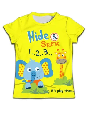 Children's T-shirt with Cute Cartoon Cat Pattern