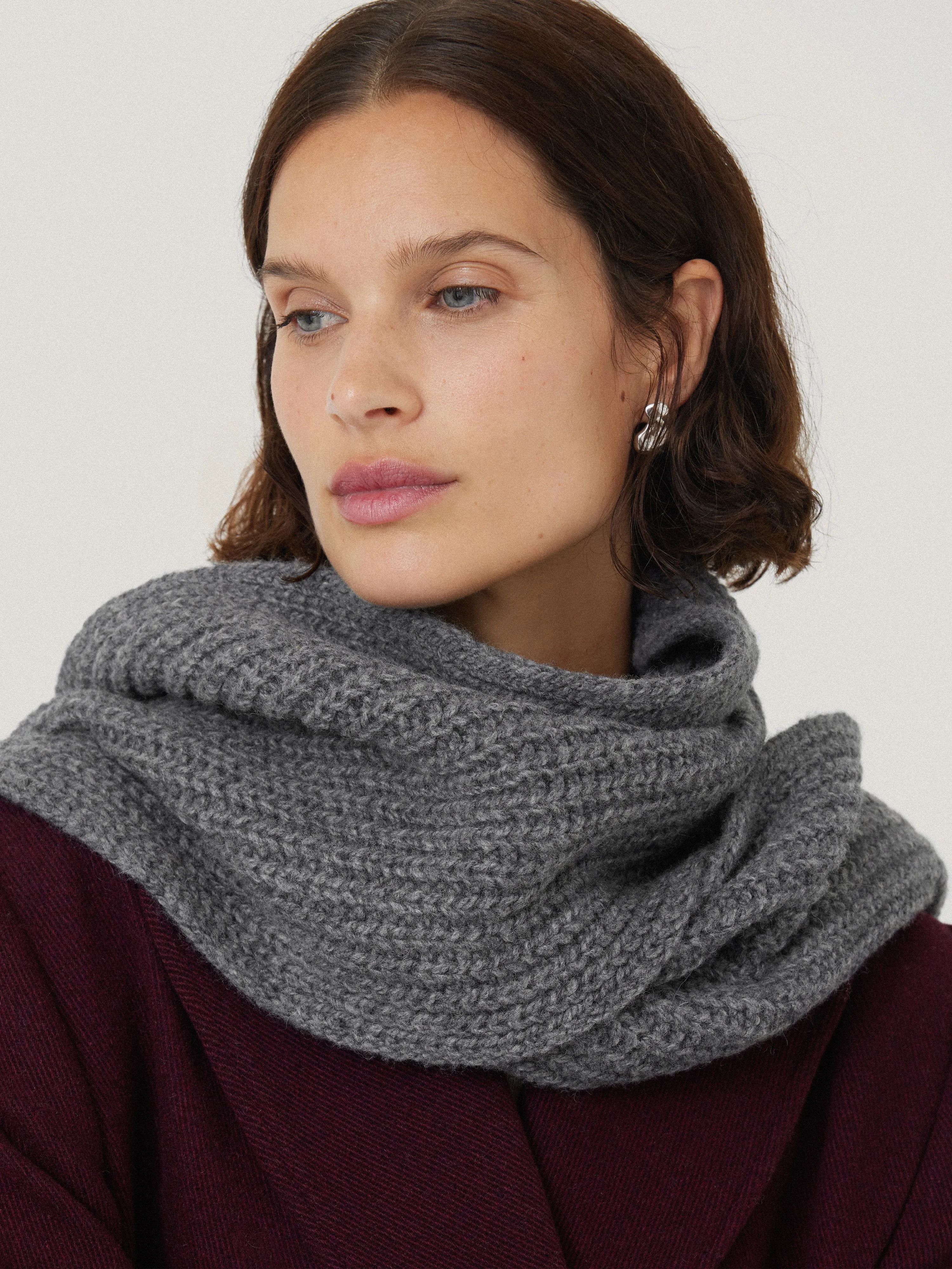 Chunky Fringed Scarf | Grey