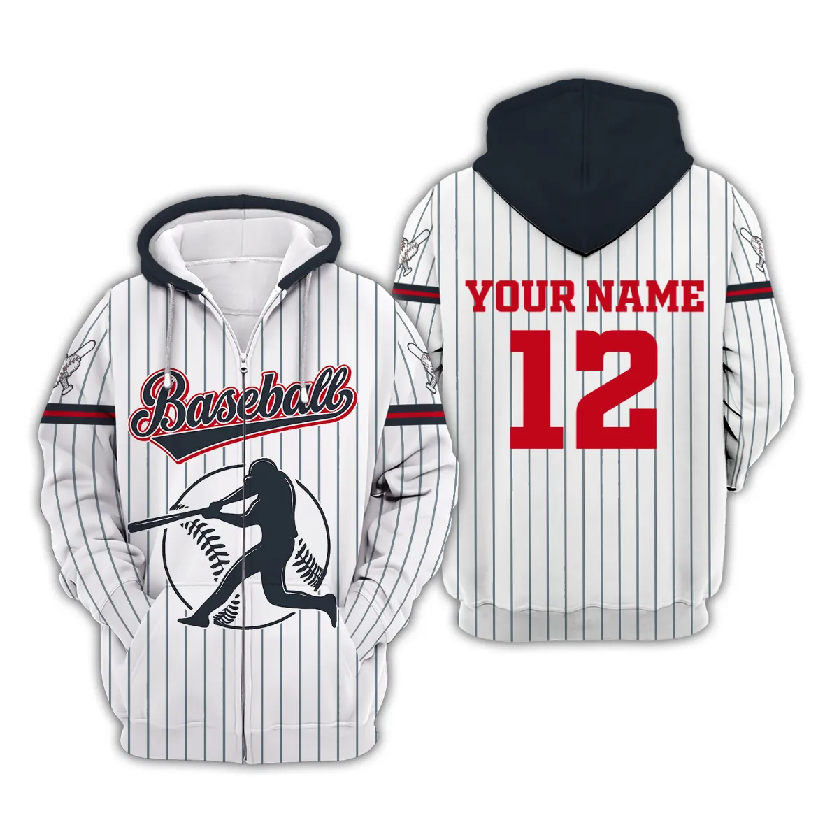 Custom Name Baseball Uniform 3D Sweatshirt Hoodie, Gift For Baseball Player Fan