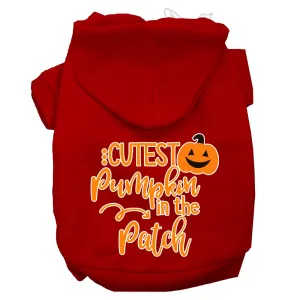 Cutest Pumpkin In The Patch Screen Print Dog Hoodie Red Xl