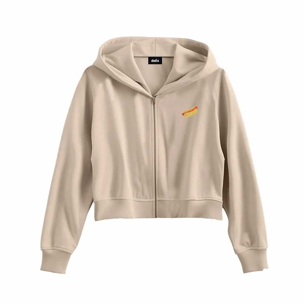 Dalix Hot Dog Cropped Zip Hoodie