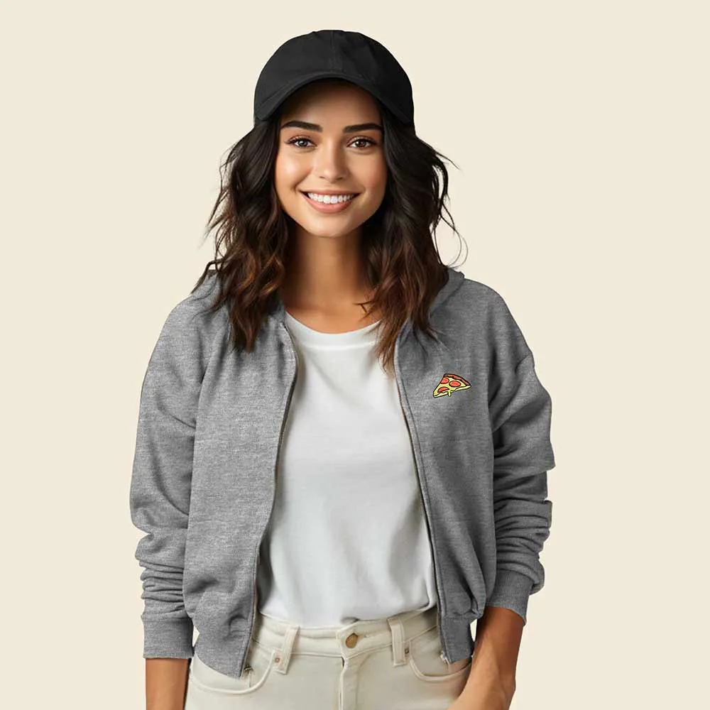 Dalix Pizza Cropped Zip Hoodie