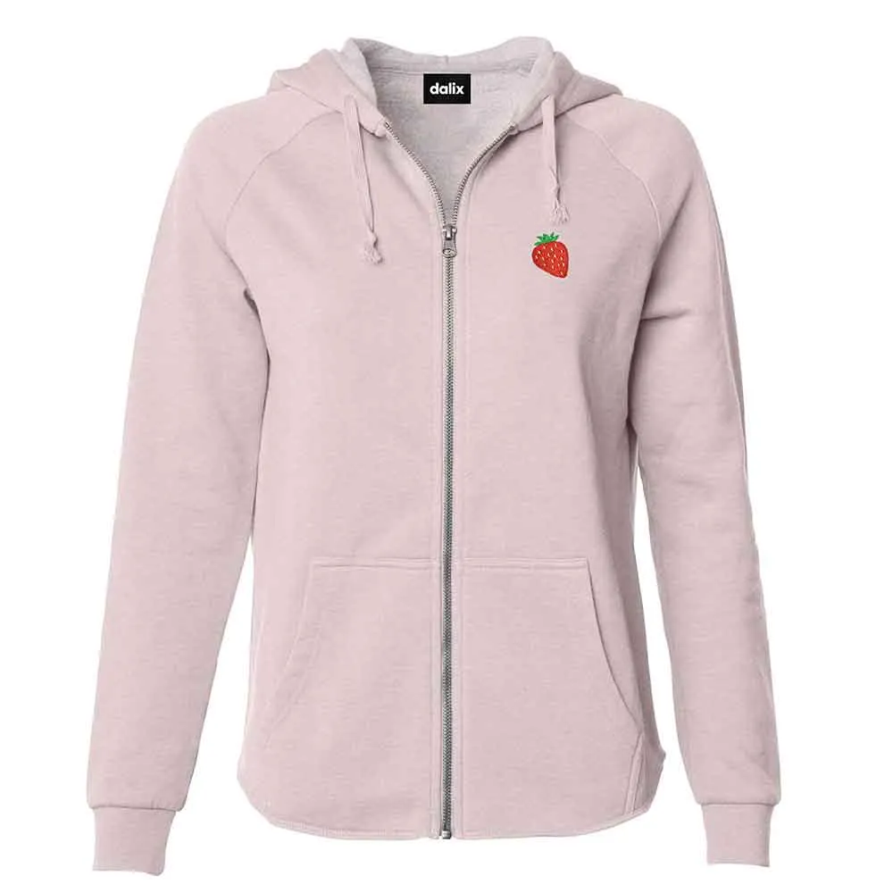 Dalix Strawberry Washed Zip Hoodie