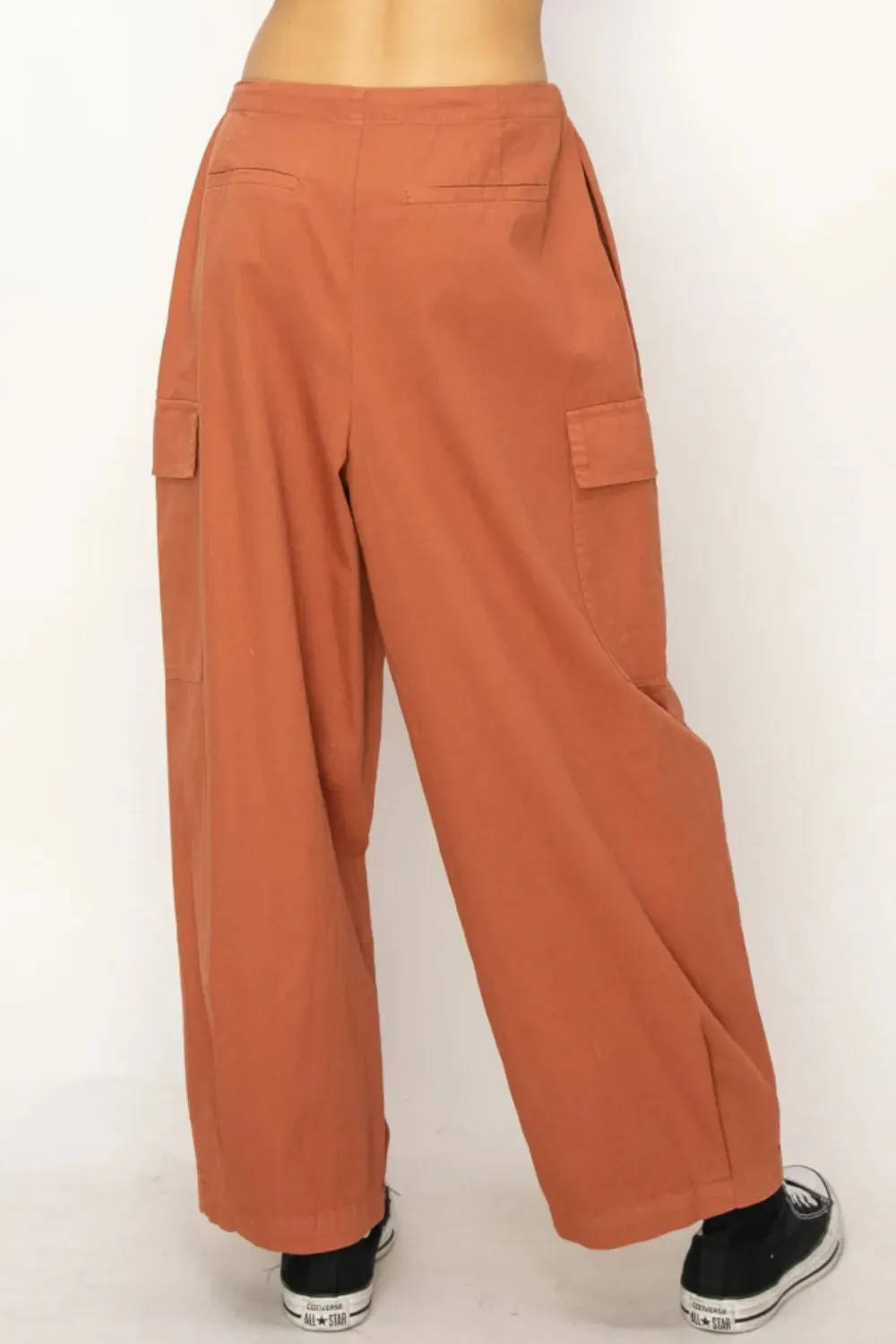 Drawstring Cargo Wide Leg Pants