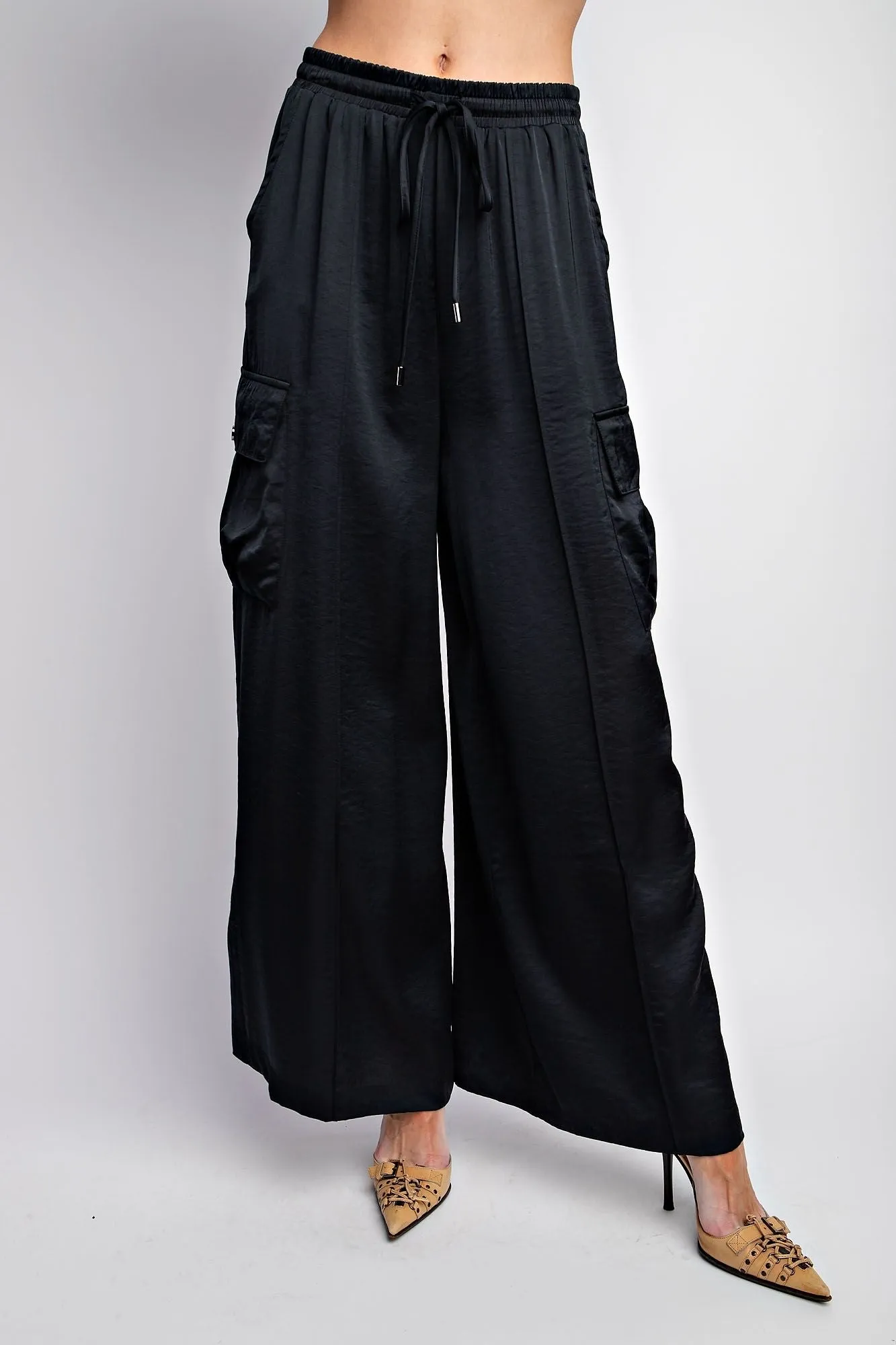 Easel Washed Satin Cargo Pant