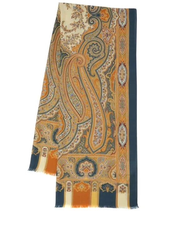 Etro   Printed wool &amp; silk scarf 