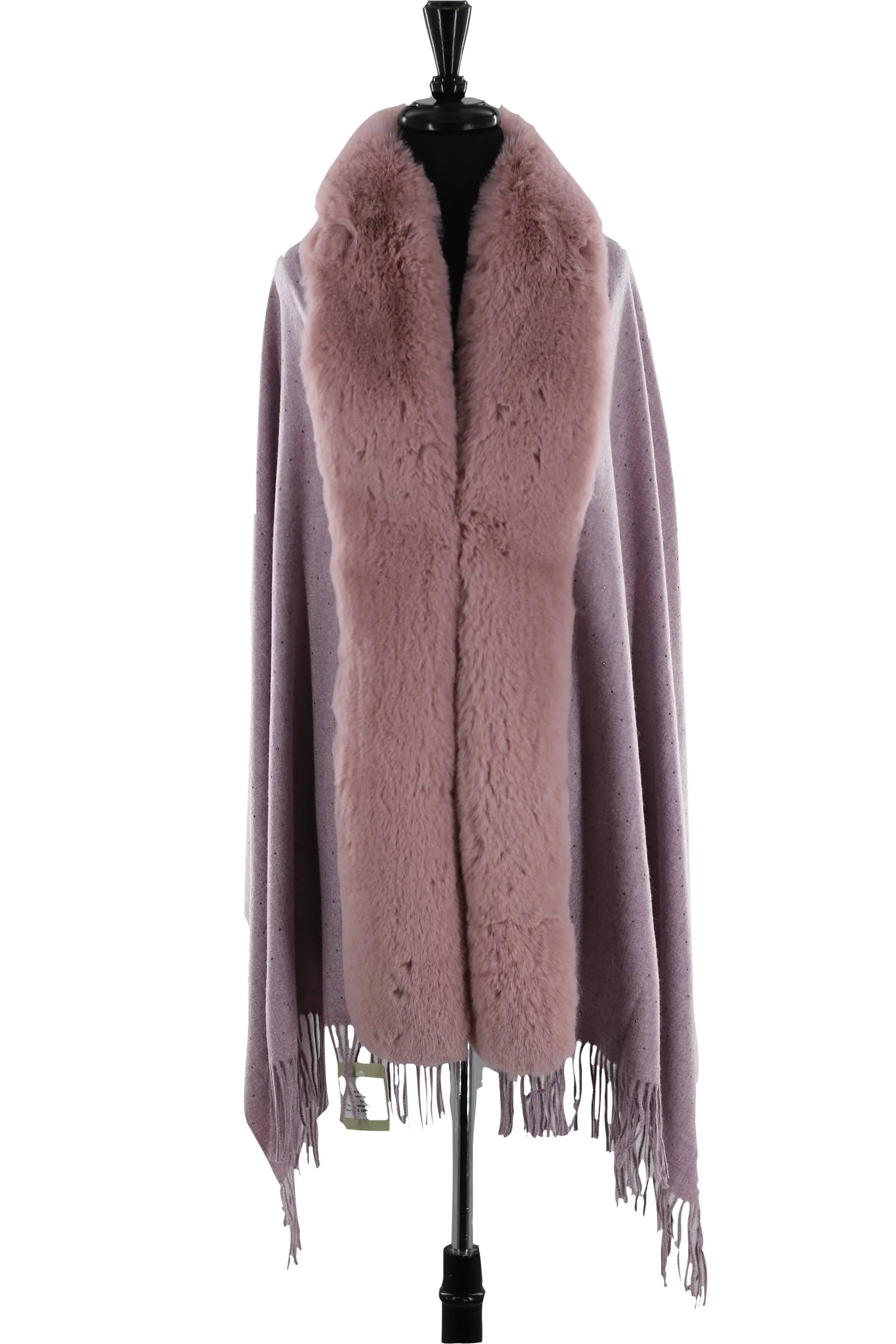 Faux fur trim wrap with Embellishments - Mauve