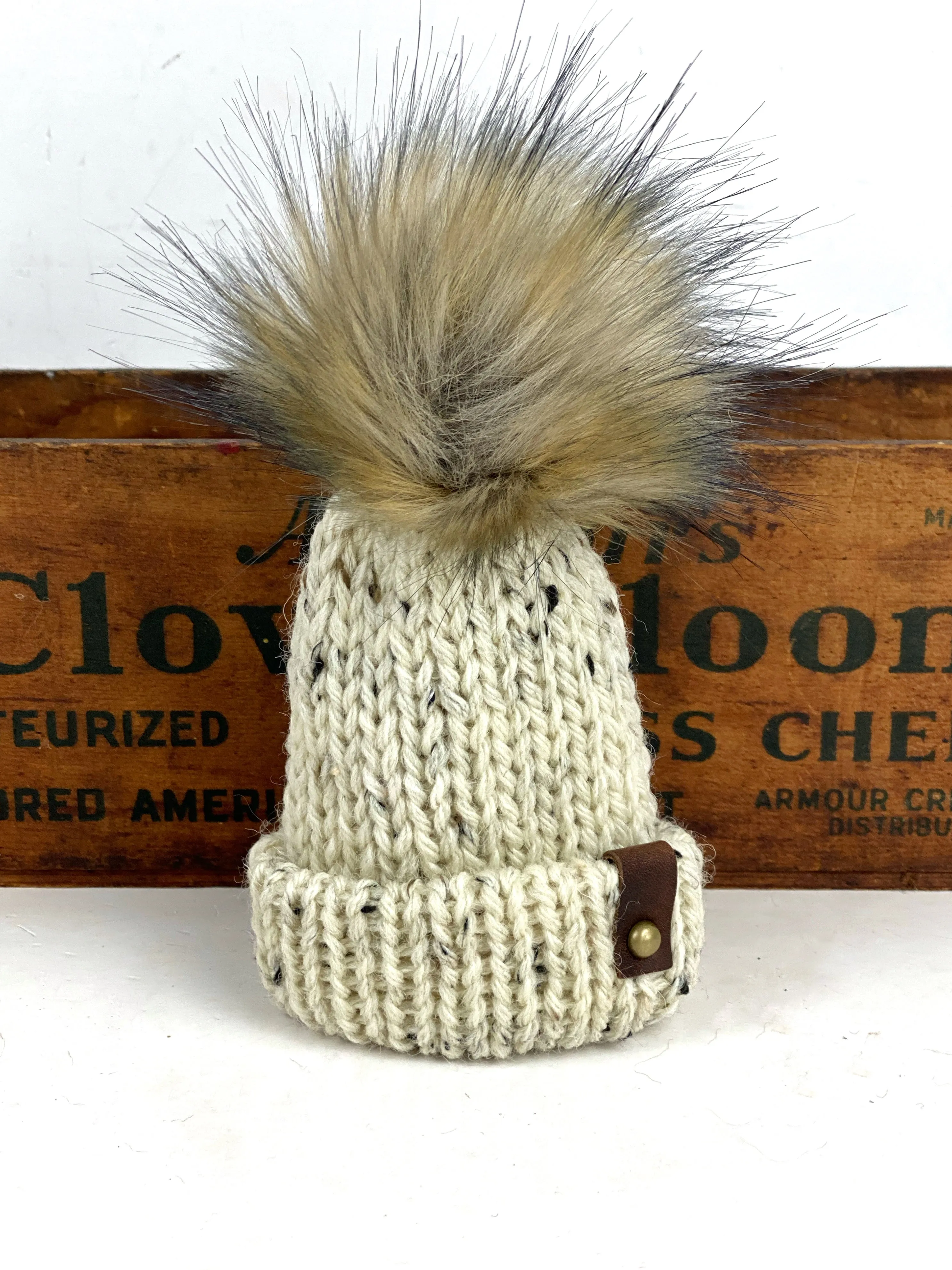 Fishermens Wool Mini Knit Hat and Scarf Combo Purse Charm, Folded Brim Tiny Hat Ornaments, Wool Miniature Beanie Christmas Decor