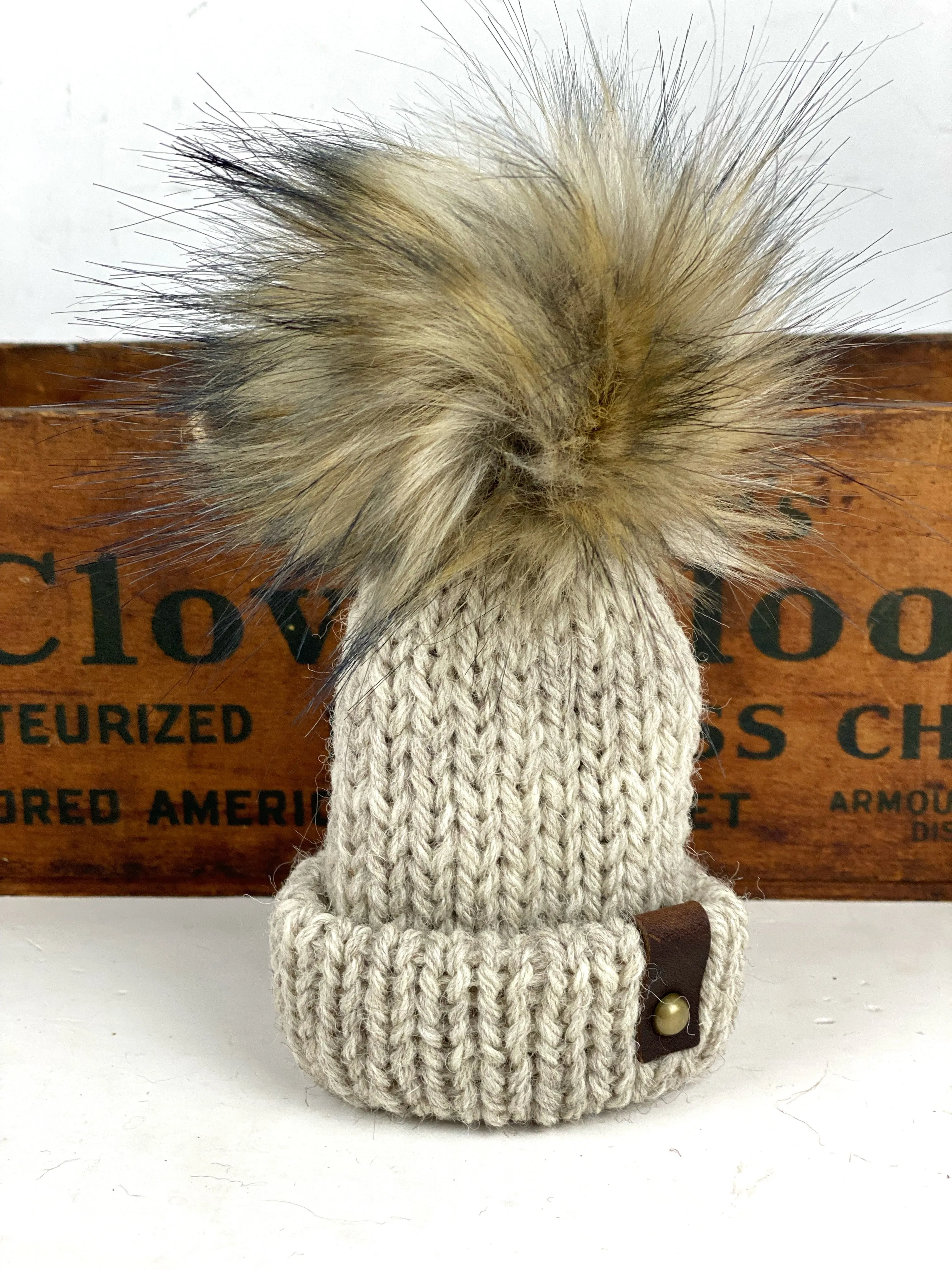 Fishermens Wool Mini Knit Hat and Scarf Combo Purse Charm, Folded Brim Tiny Hat Ornaments, Wool Miniature Beanie Christmas Decor