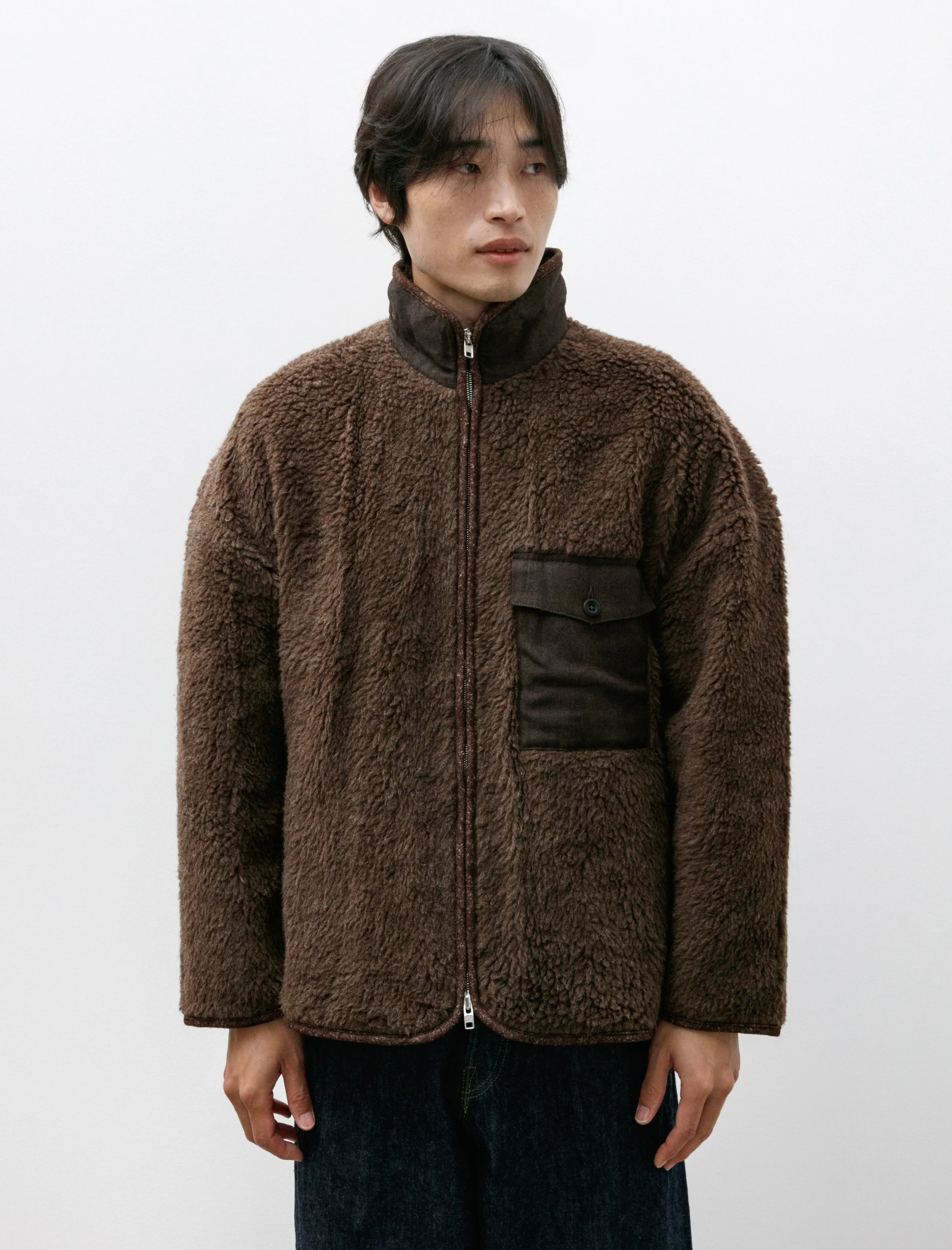 Fleece Jacket Organic Wool Fleece Undyed Brown