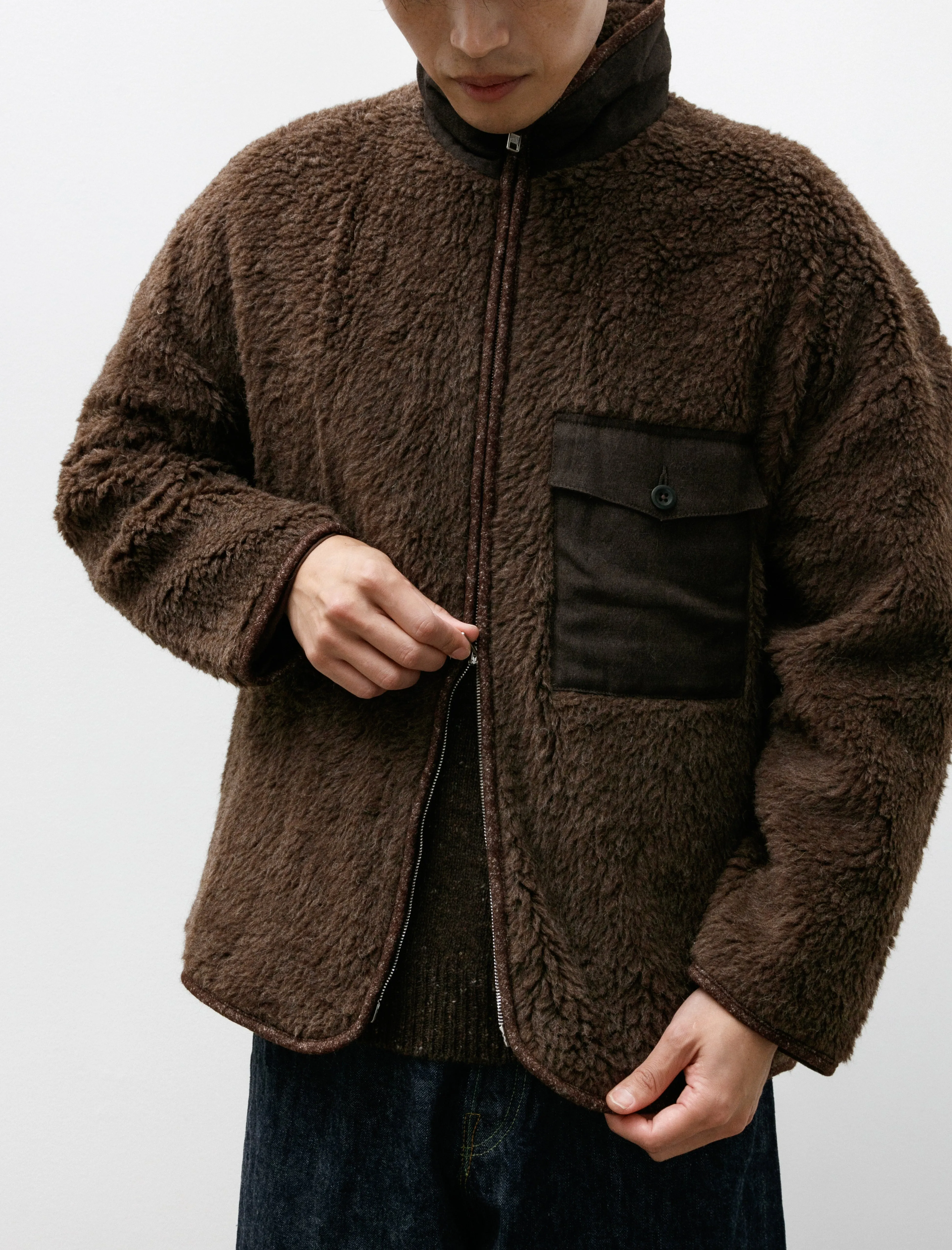 Fleece Jacket Organic Wool Fleece Undyed Brown