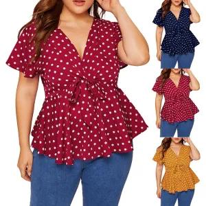 Funki Buys | Shirts | Women's Sweet Polka Dot Summer Blouse