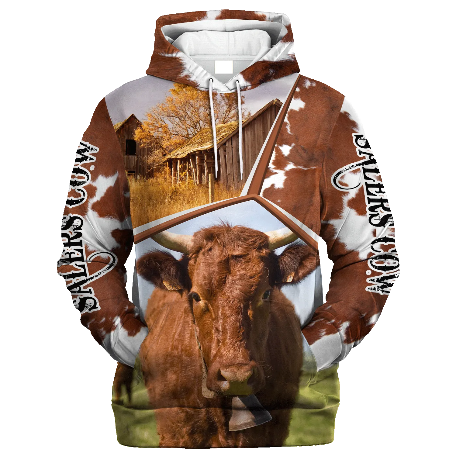 Funny Salers Farm In The Fall Hoodie