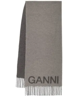 GANNI   Fringed wool scarf 