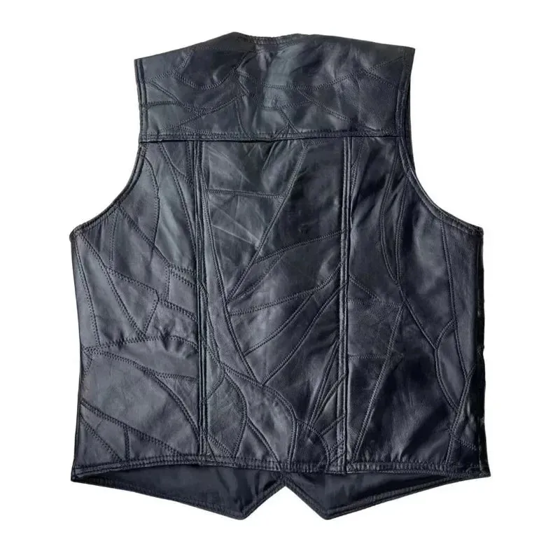 Gilet cuir noir biker