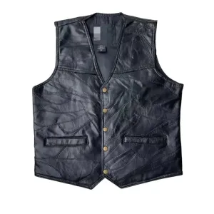 Gilet cuir noir biker