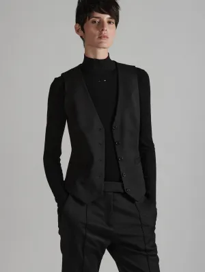 Gilet de costume en gabardine de laine noir