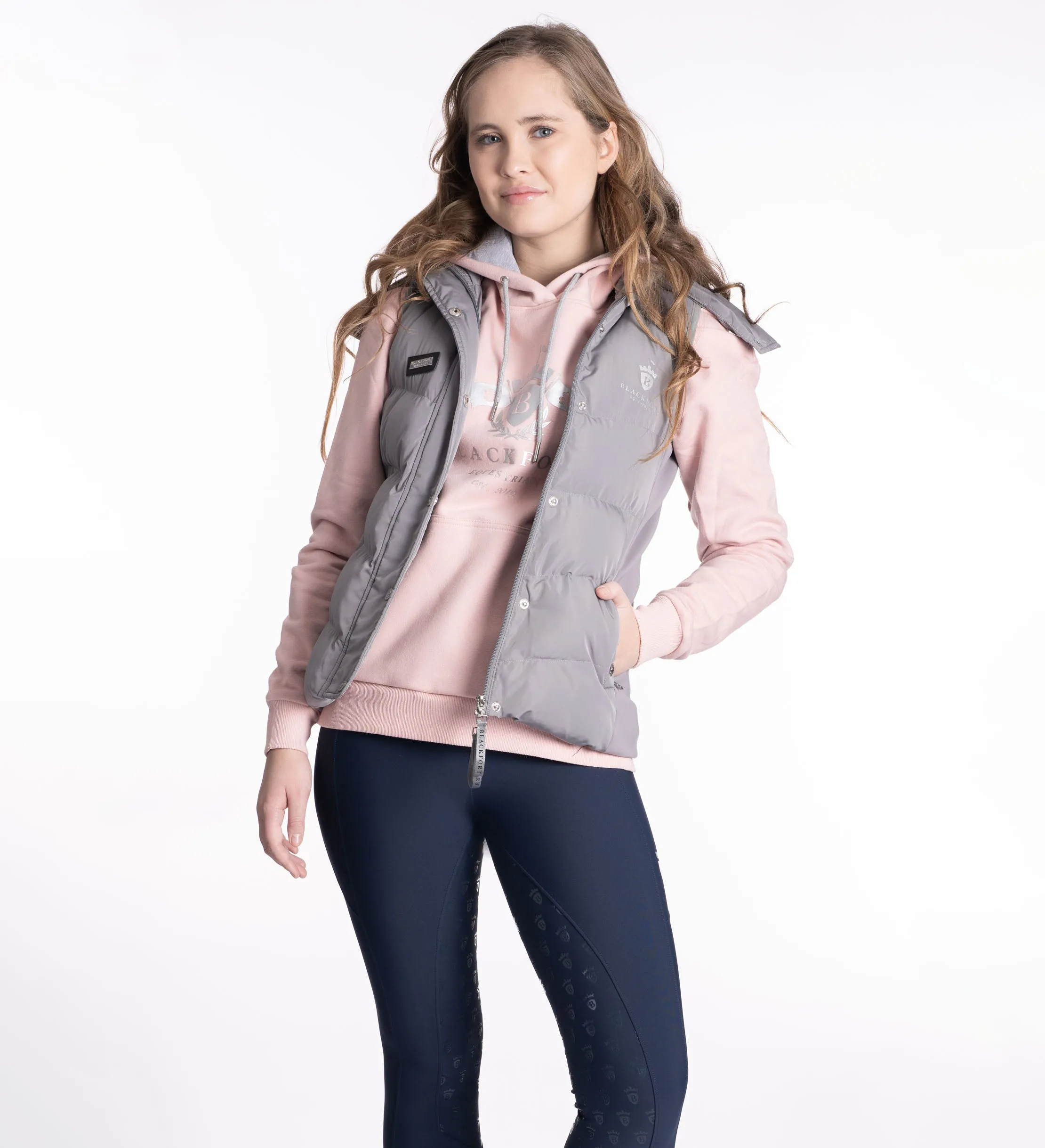 Grey & Silver Puffer Hooded Gilet