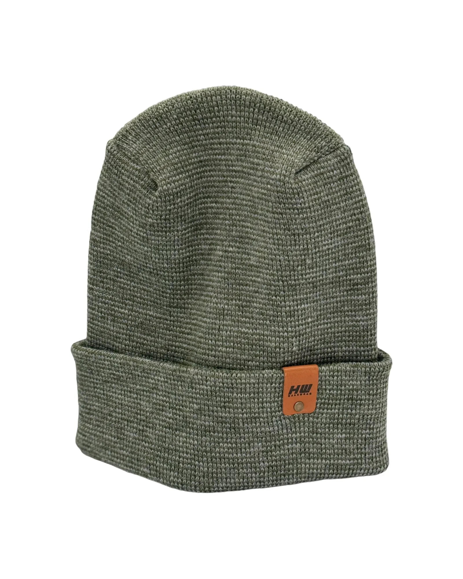 Haakwear Theta Stitch Fusion Cuffed Beanie / Hat (Patent Pending Design) Gray / Green, Made in USA