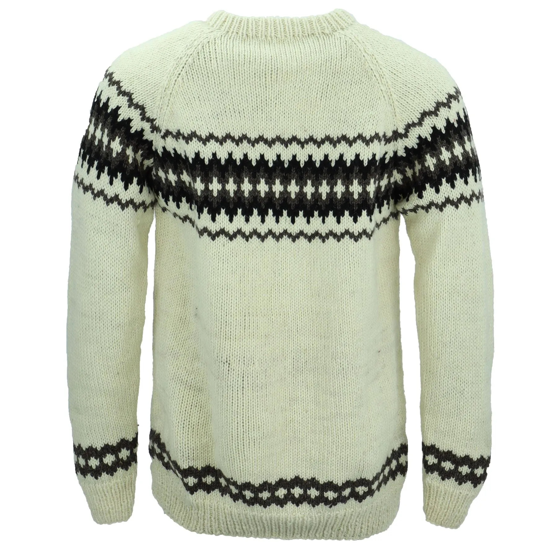 Hand Knitted Wool Jumper - Fairisle Cream