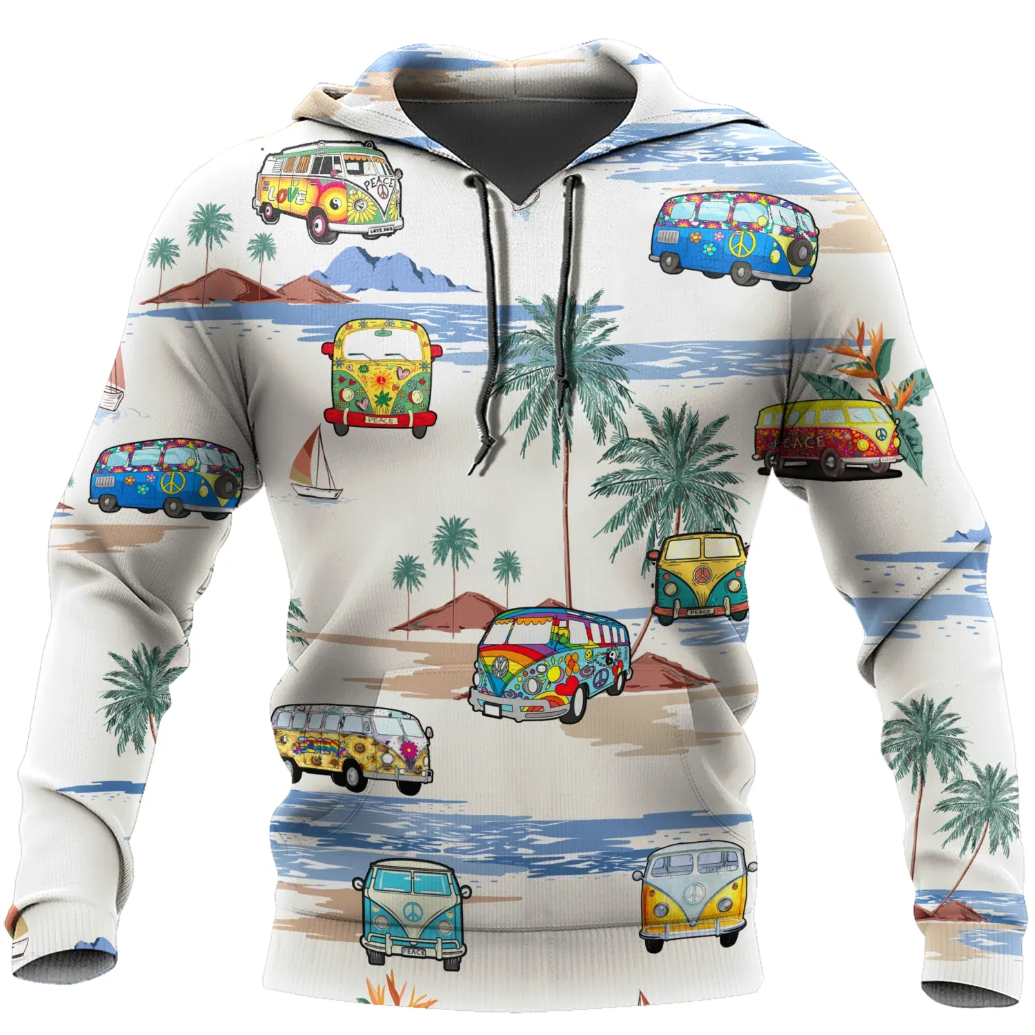 Hippie Beach Aloha All Over Printed Unisex Sweatshirt Hoodie Shirts, Hippie Christmas 3D Shirt