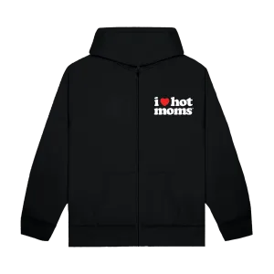 I Heart Hot Moms Black Zip-Up Hoodie