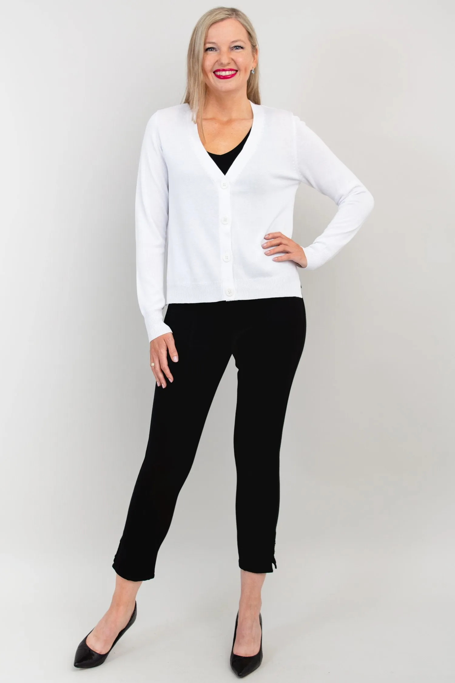 Jessica Sweater, White, Bamboo Cotton