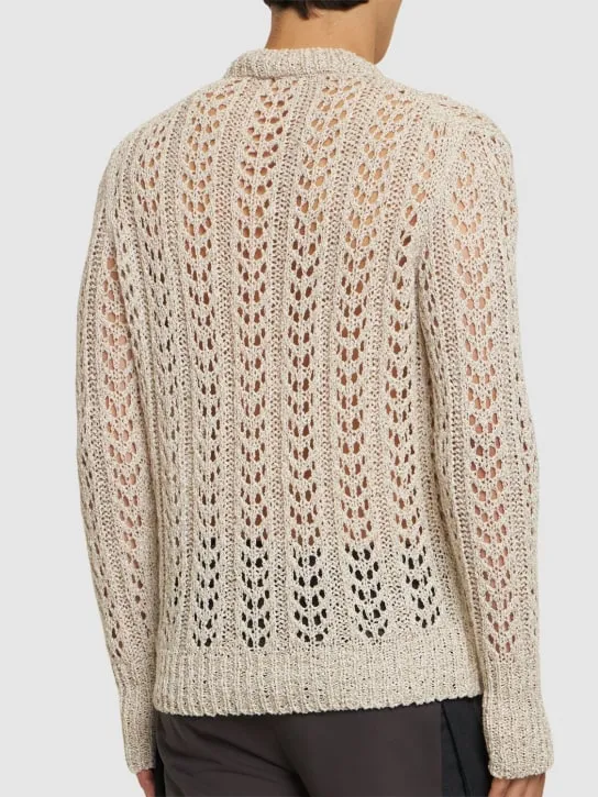 J.L-A.L   Redos cotton blend open knit sweater 