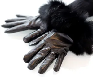 Leather Gloves with Multi Fox Trim